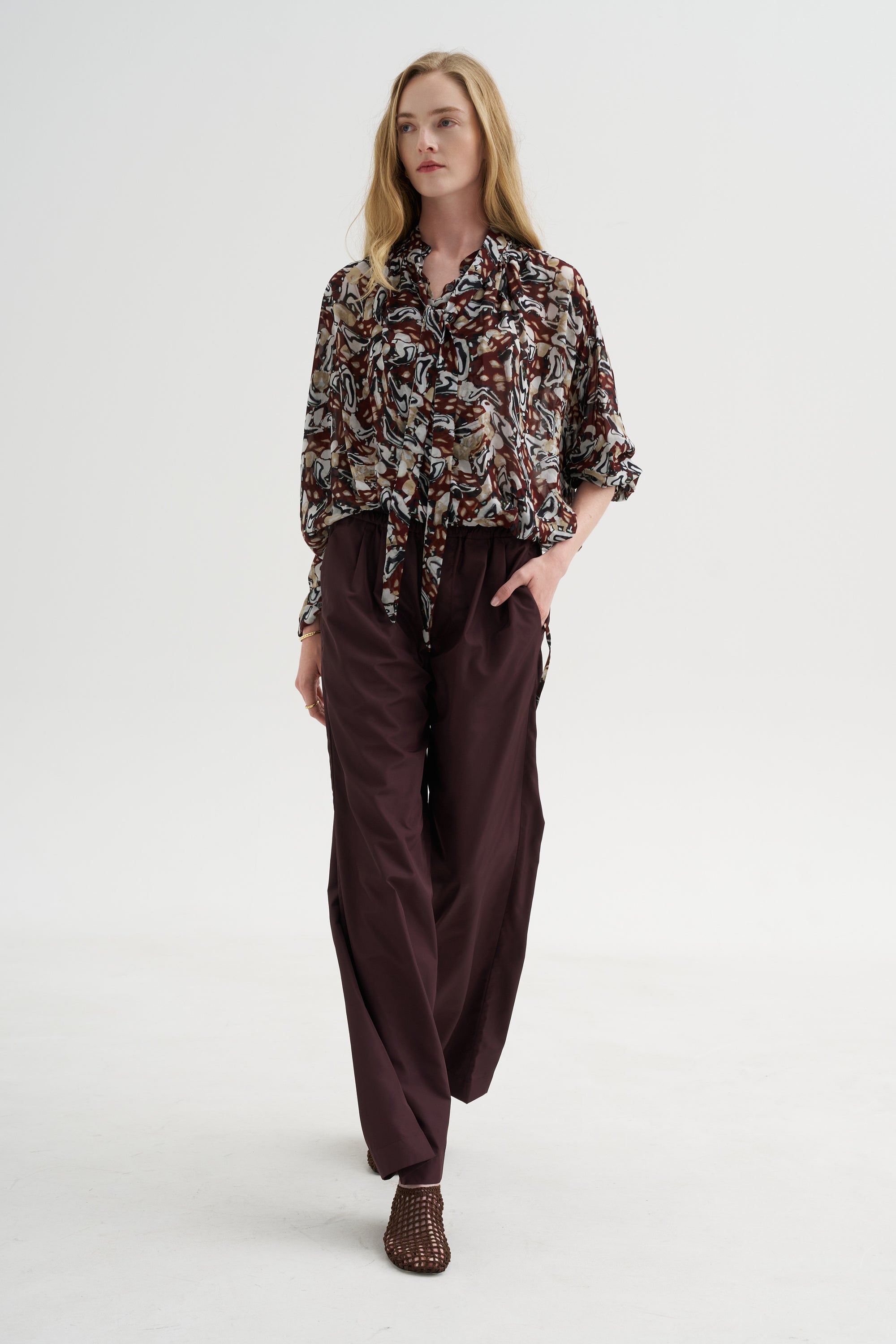 Printed Top, Brown
