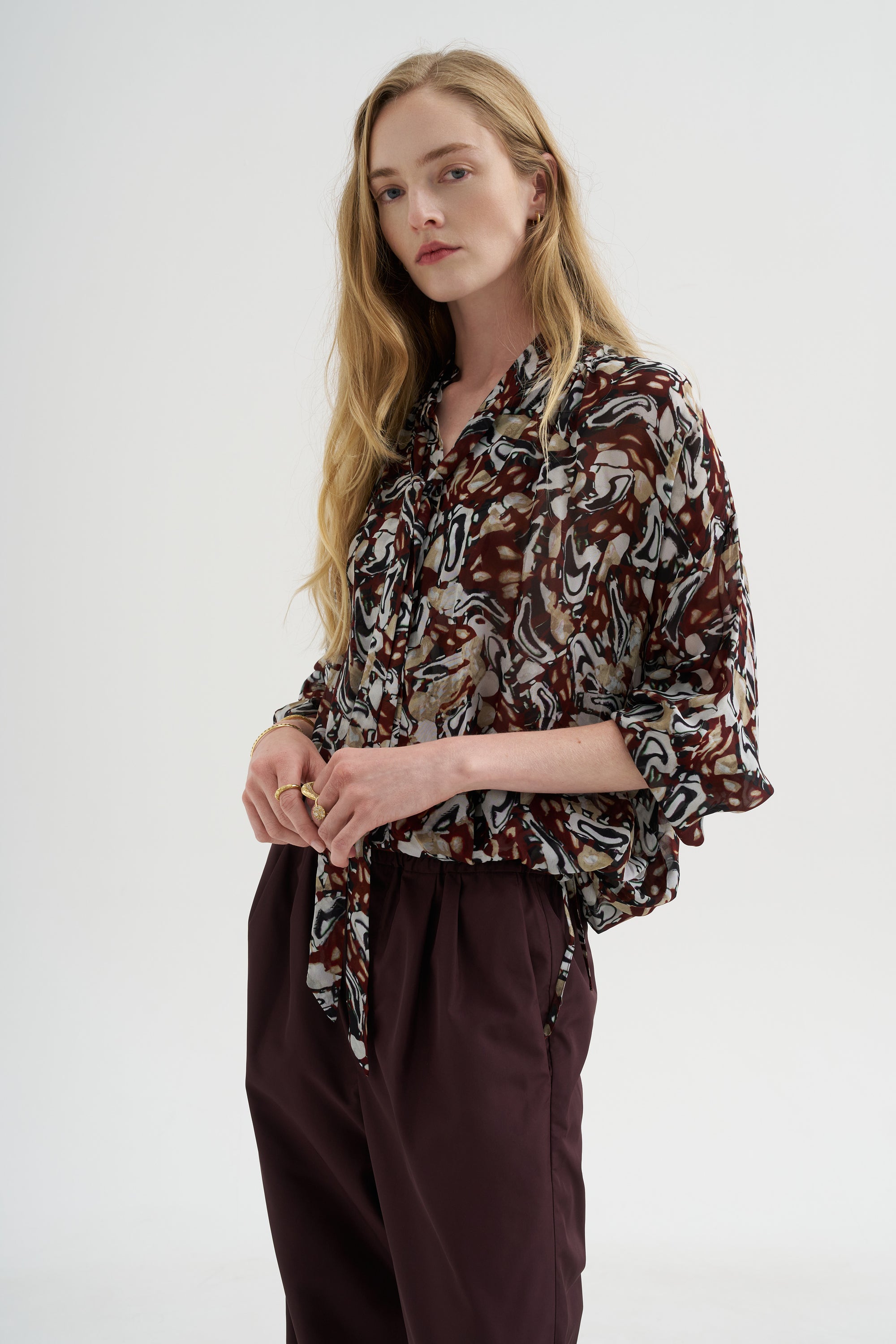 Printed Top, Brown