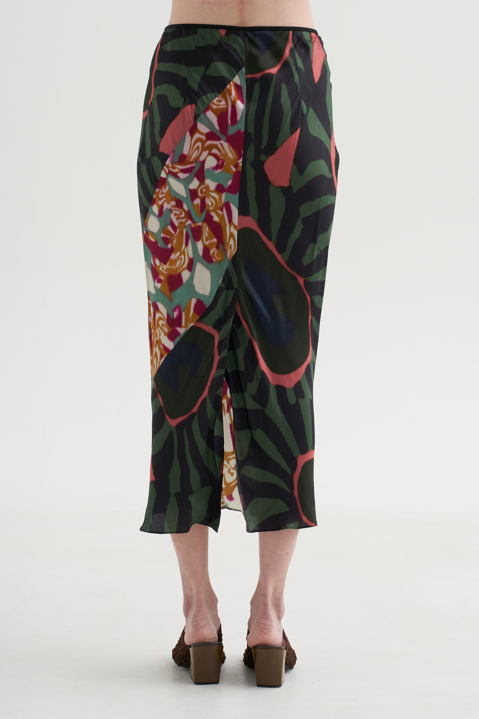 Printed Midi Skirt, Khaki
