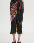 Printed Midi Skirt, Khaki