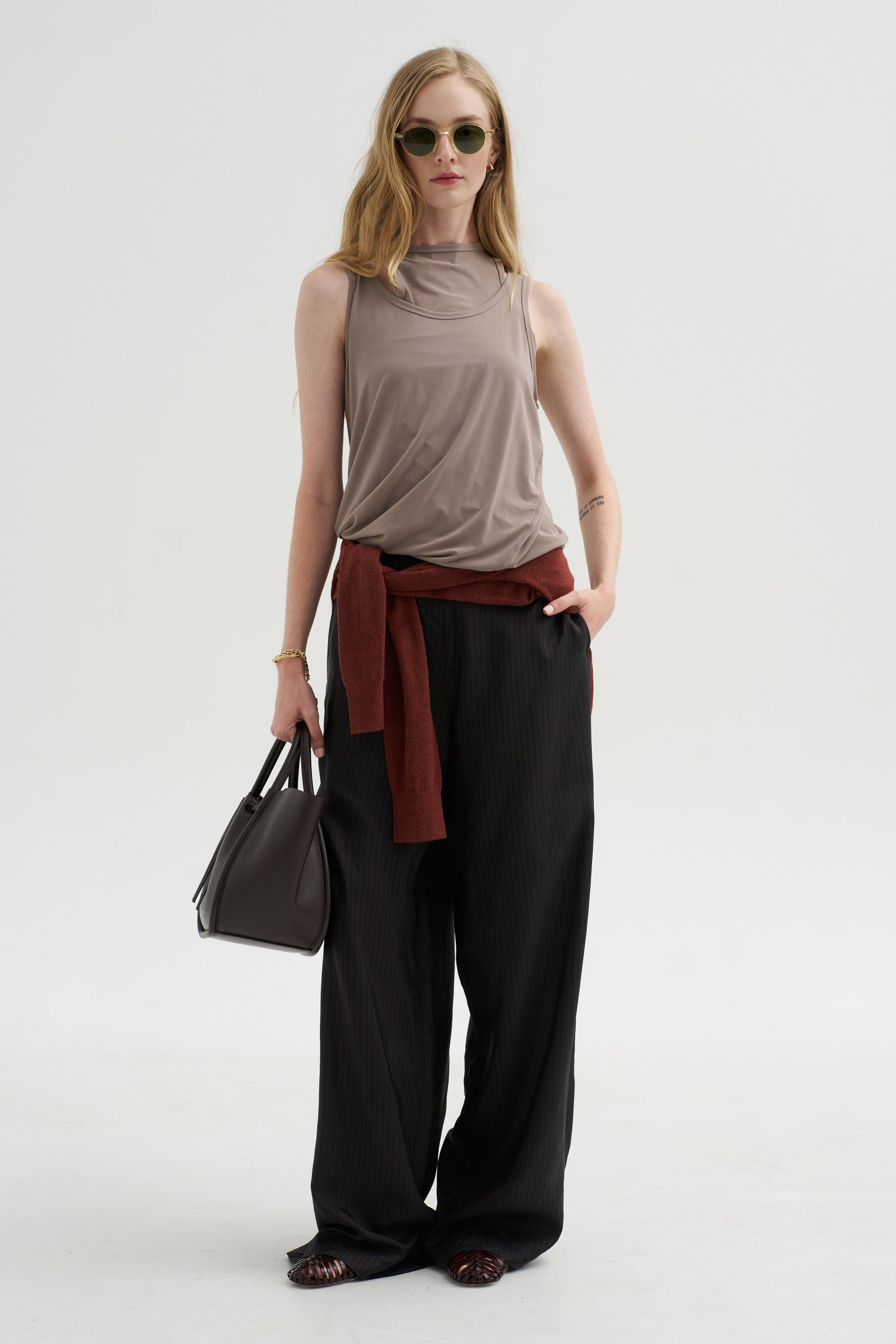 Stripe Pants, Dark Brown