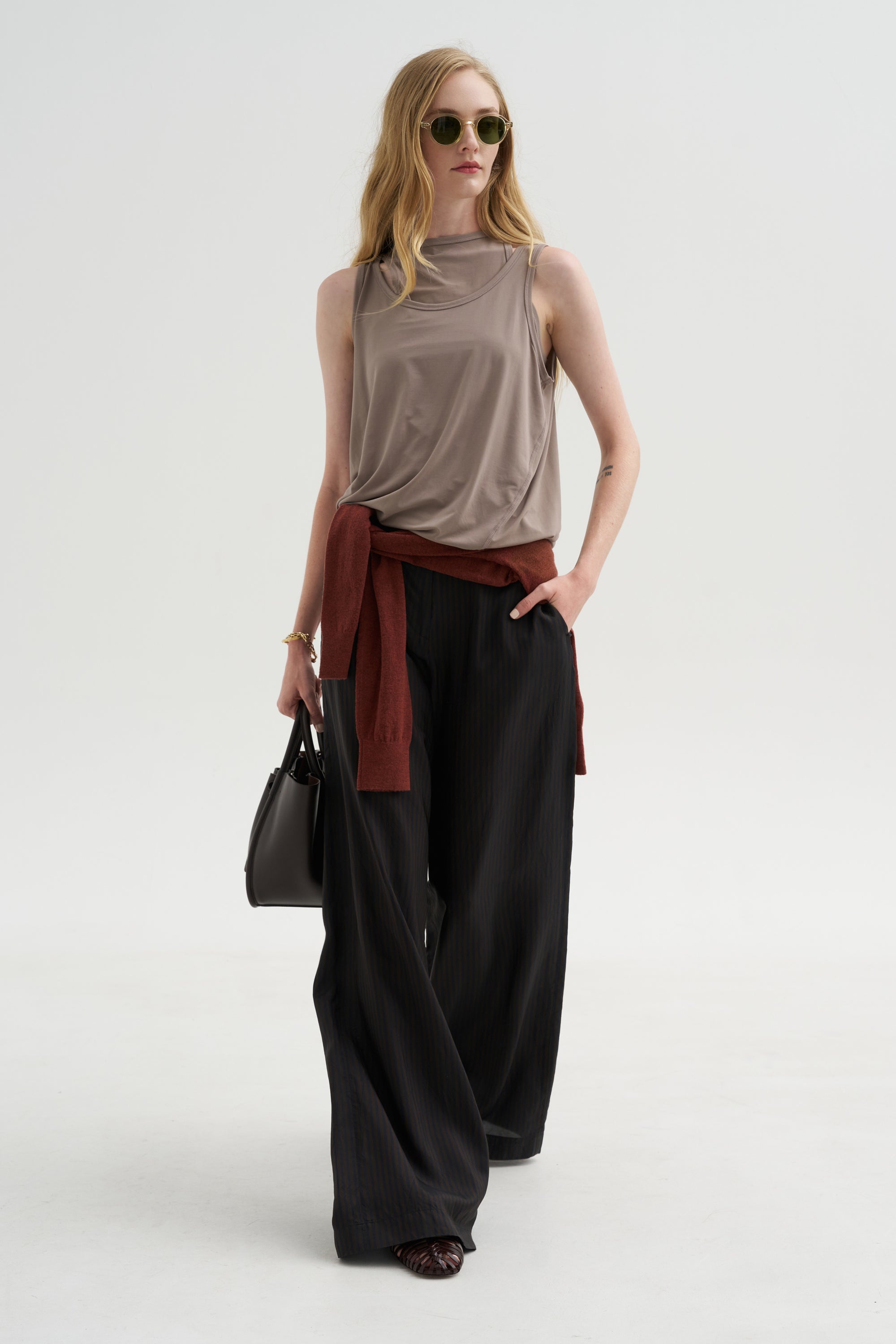 Stripe Pants, Dark Brown