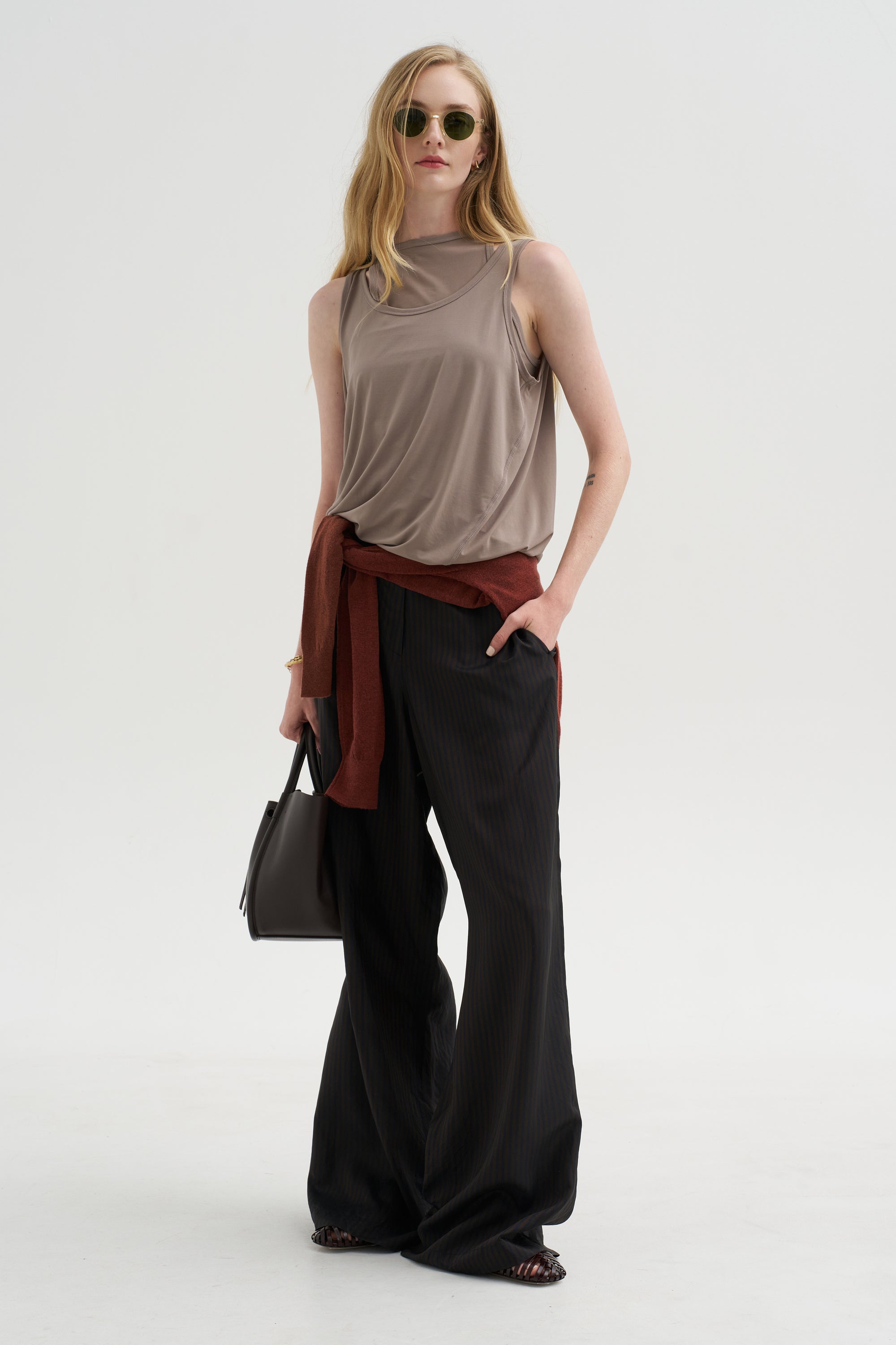 Stripe Pants, Dark Brown