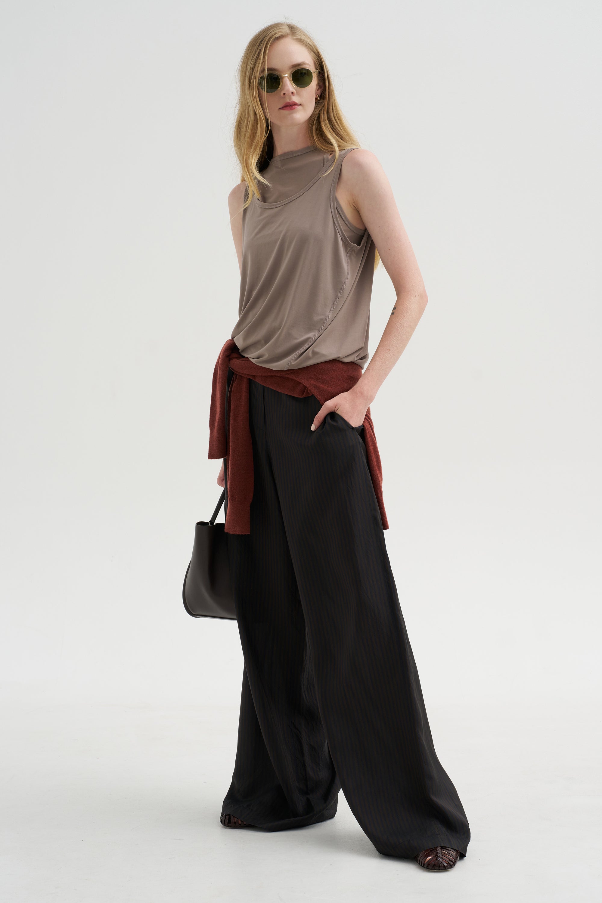 Stripe Pants, Dark Brown