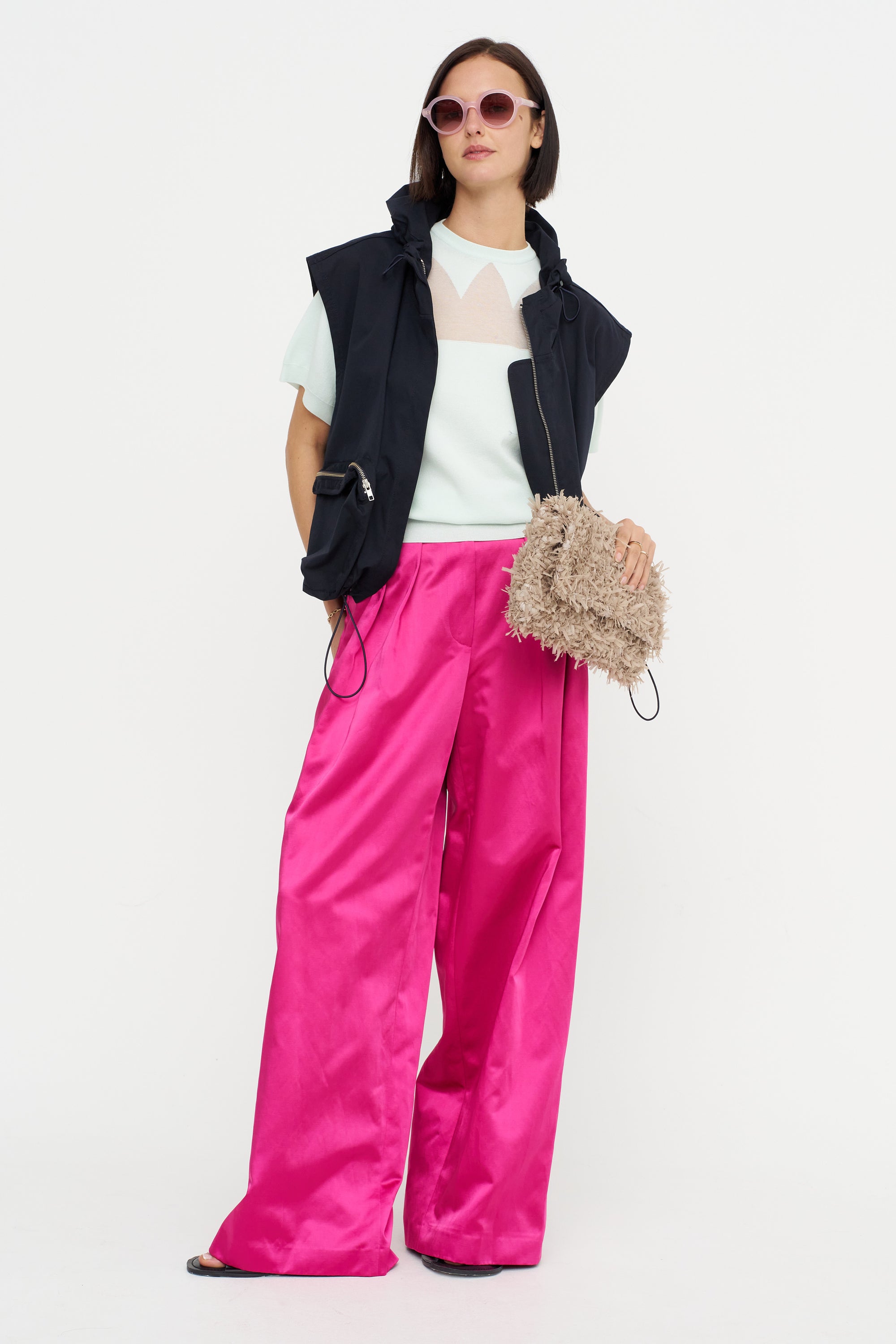 Wide Leg Pants, Fuchsia