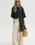 Stripe Wide Legs, Ecru