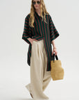 Stripe Wide Legs, Ecru