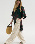 Stripe Wide Legs, Ecru