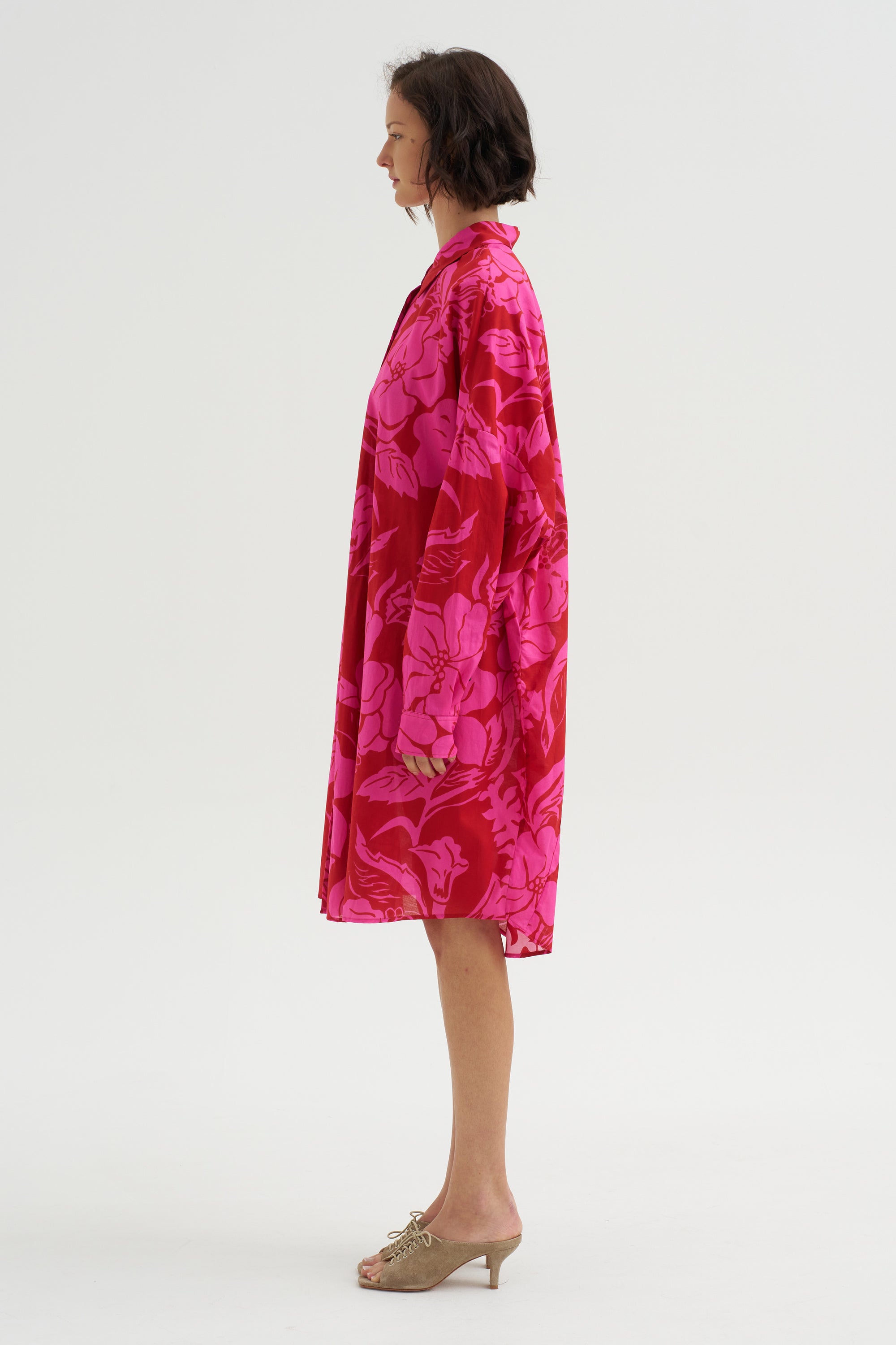 Hawaiian Floral Print Dress, Fuchsia