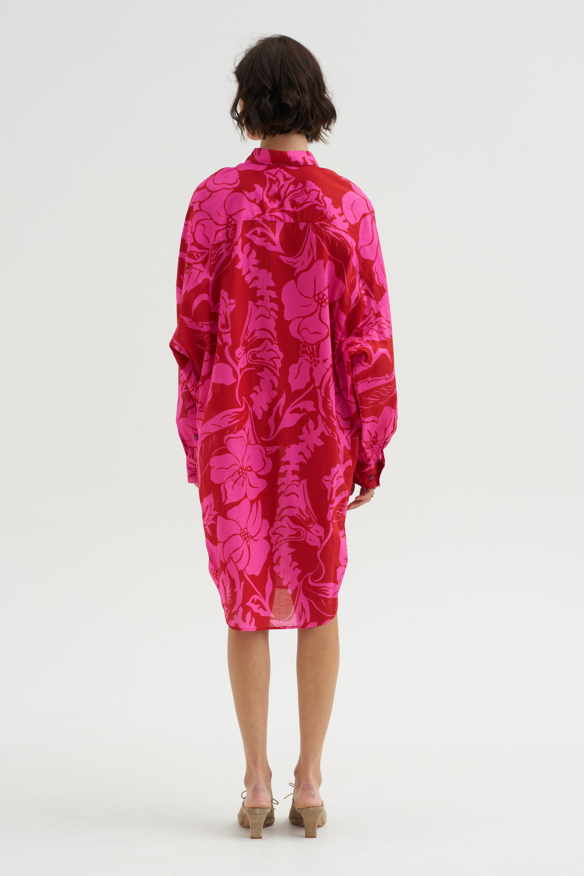 Hawaiian Floral Print Dress, Fuchsia