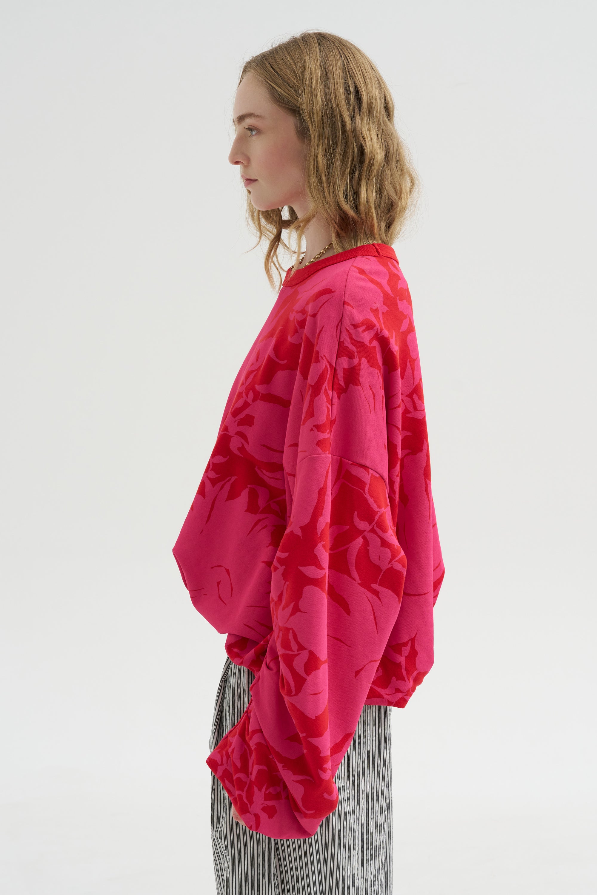 Floral Print Sweater, Red