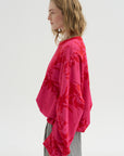 Floral Print Sweater, Red