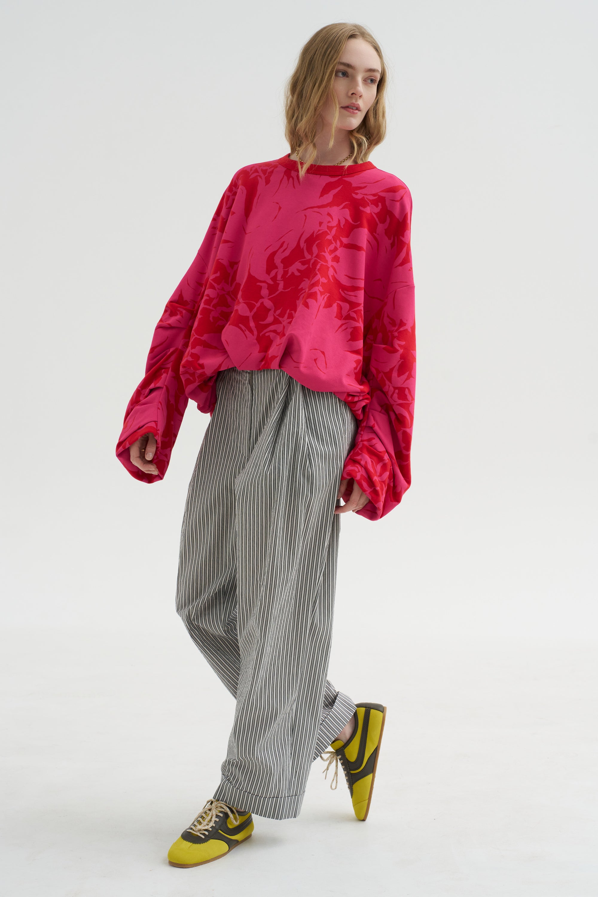 Floral Print Sweater, Red