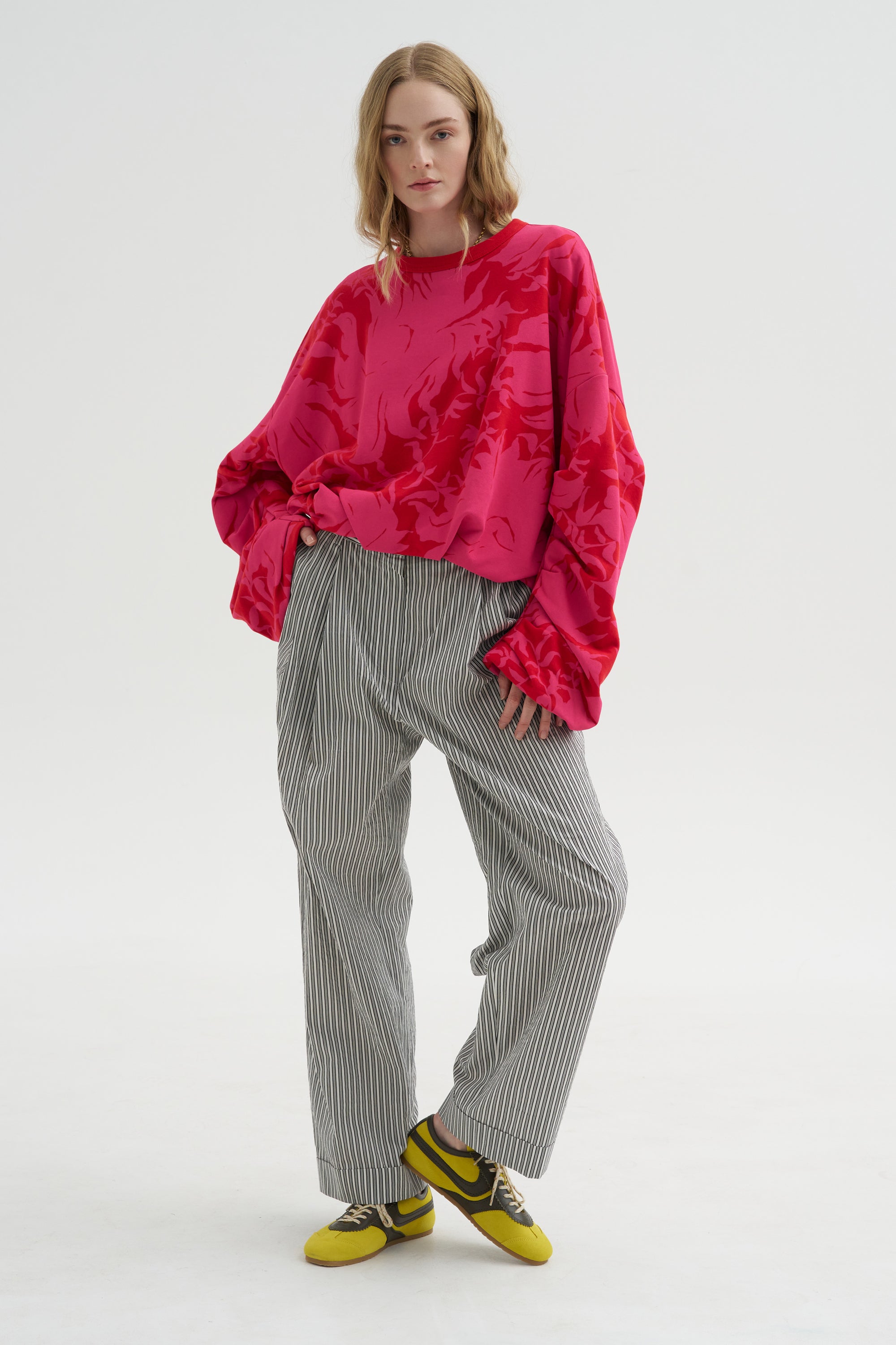 Floral Print Sweater, Red