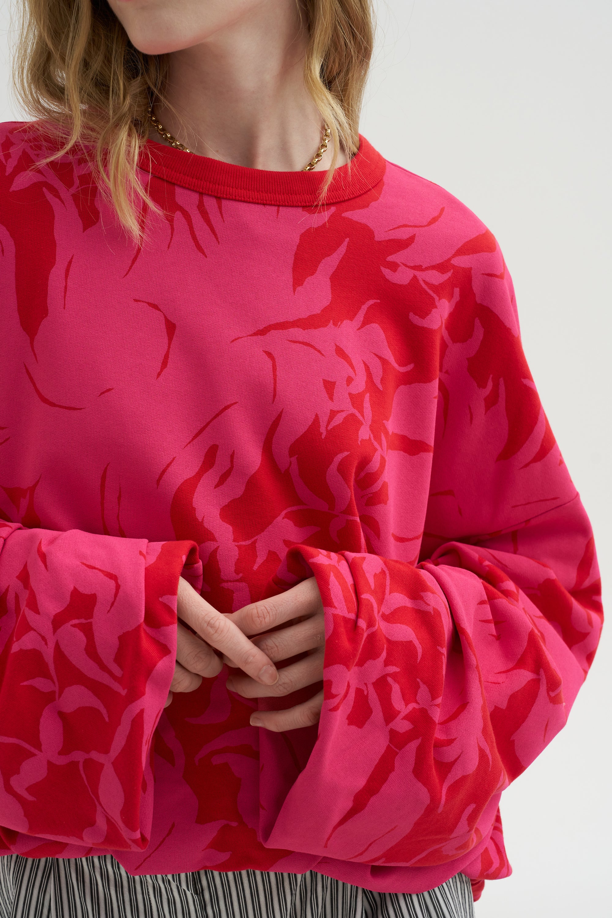 Floral Print Sweater, Red