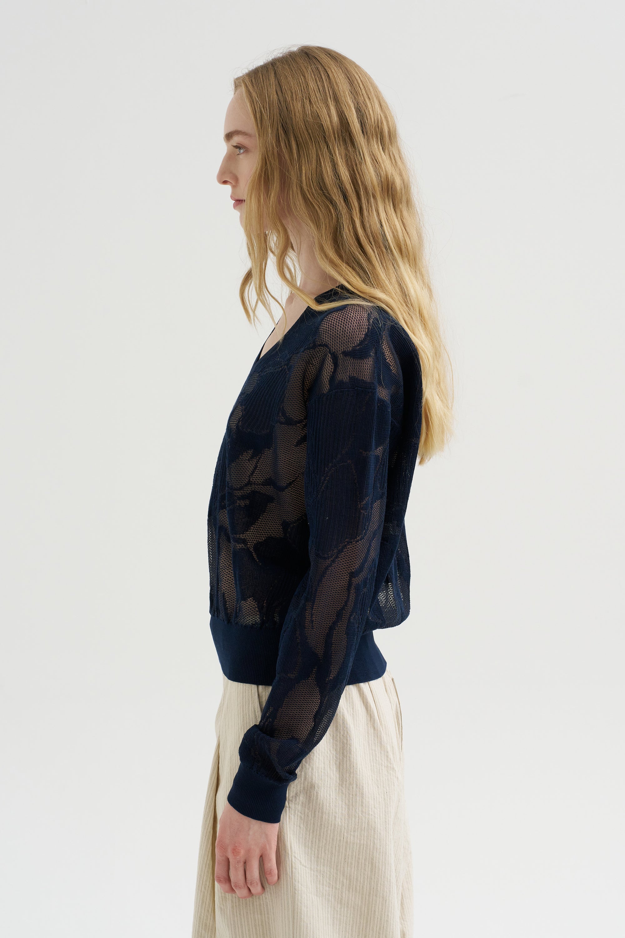 V-Neckline Sweater, Navy