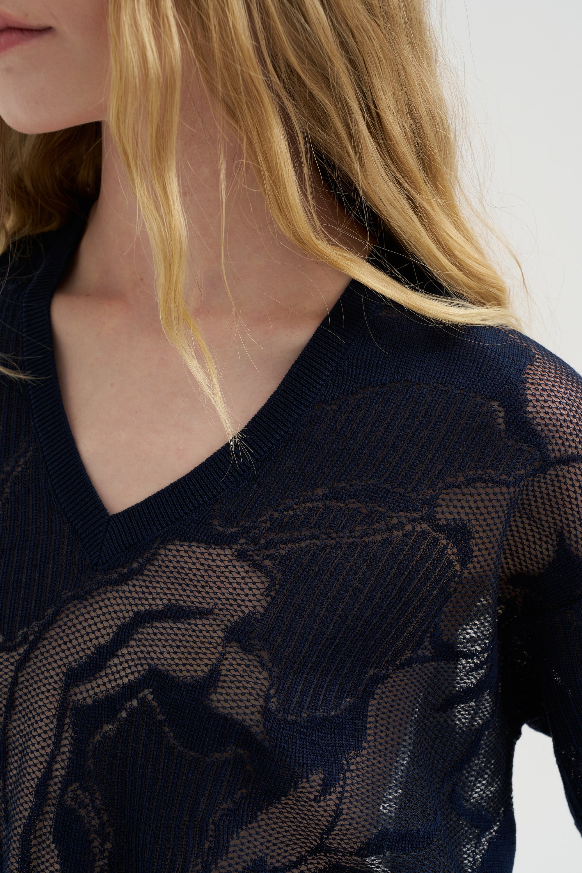 V-Neckline Sweater, Navy