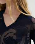 V-Neckline Sweater, Navy