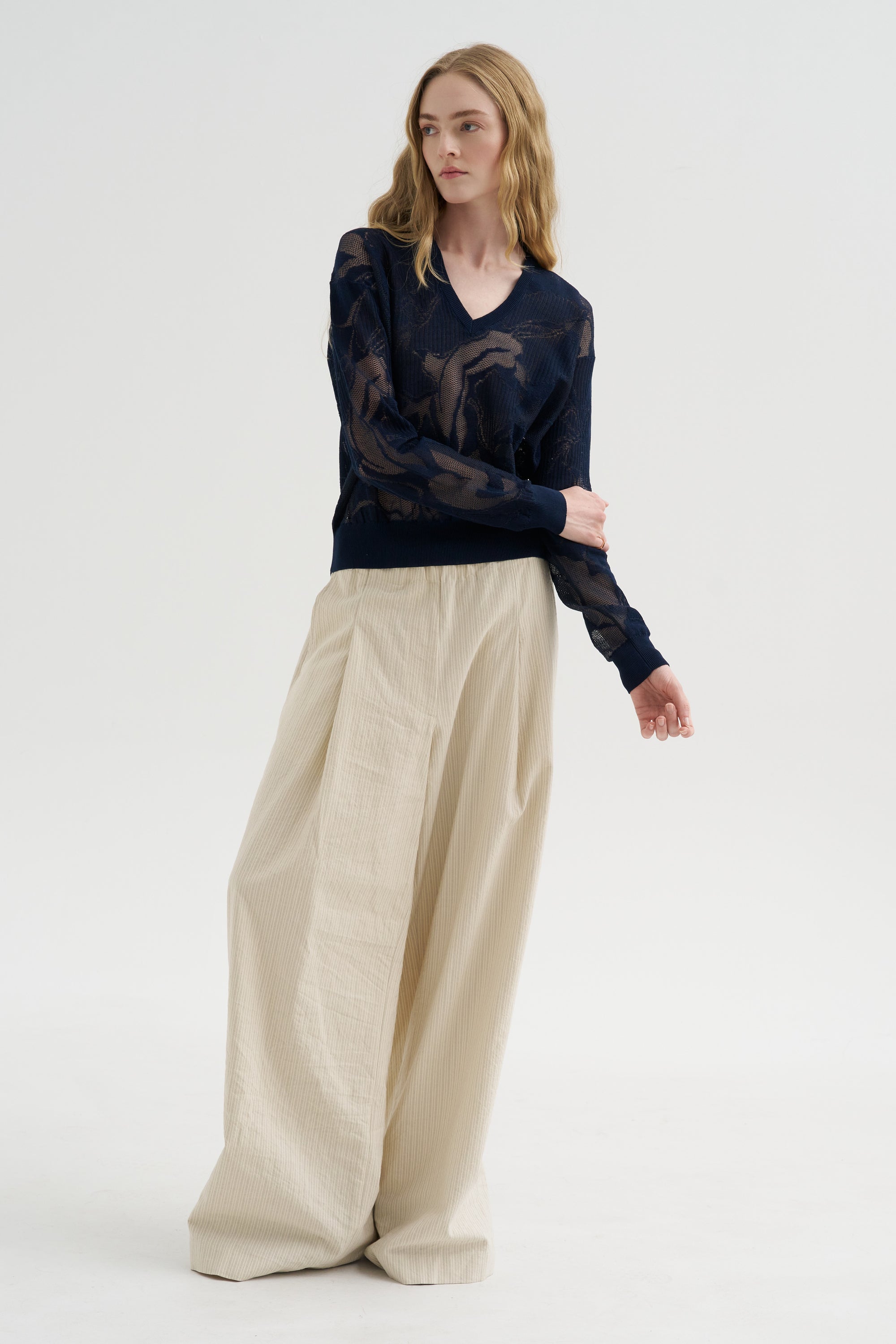 V-Neckline Sweater, Navy