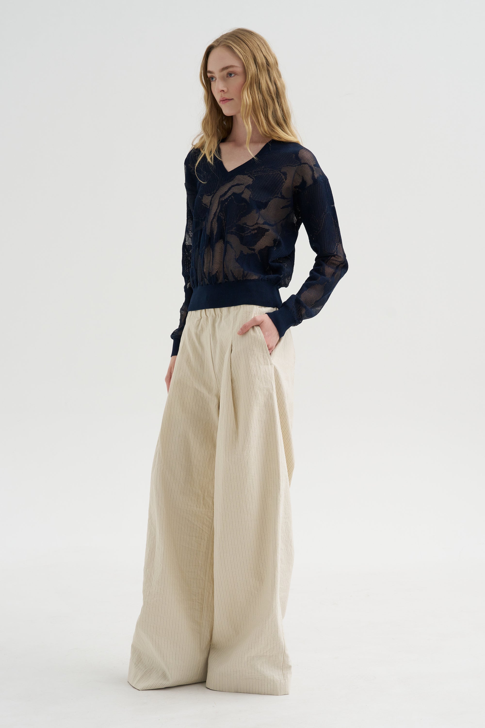 V-Neckline Sweater, Navy
