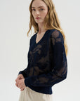 V-Neckline Sweater, Navy