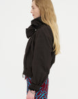 Gathered Neckline Jacket, Dark Brown