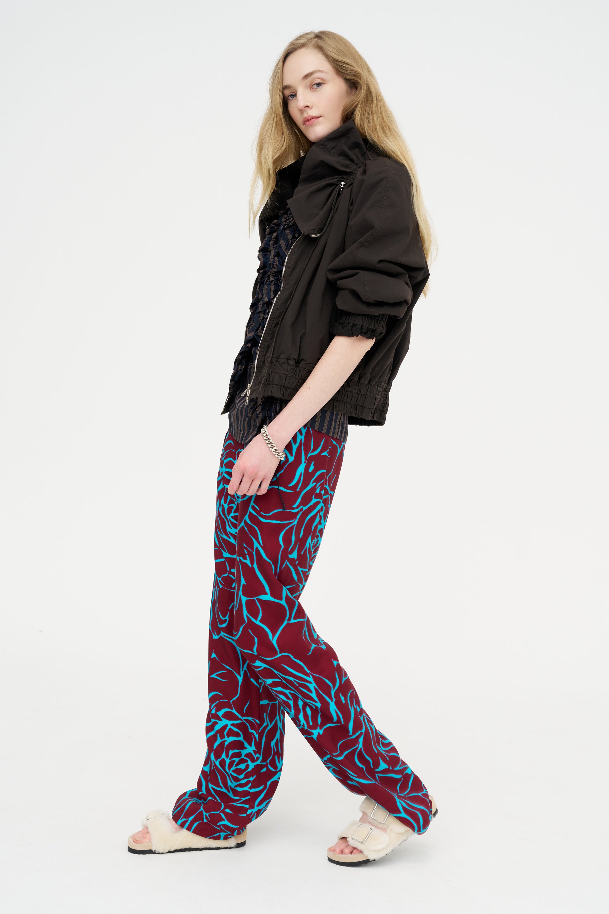 Gathered Neckline Jacket, Dark Brown