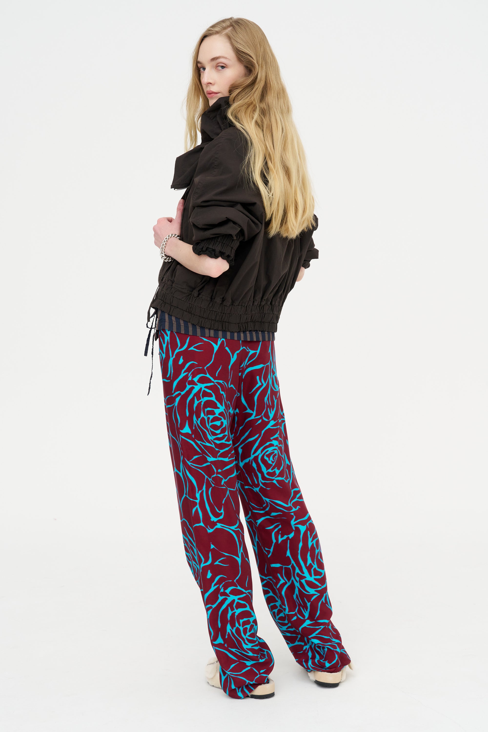 Gathered Neckline Jacket, Dark Brown