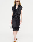 Stripe Wrap Blouse, Navy