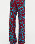 Archive Rose Print Pants, Burgundy