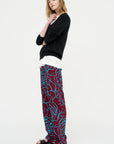 Archive Rose Print Pants, Burgundy