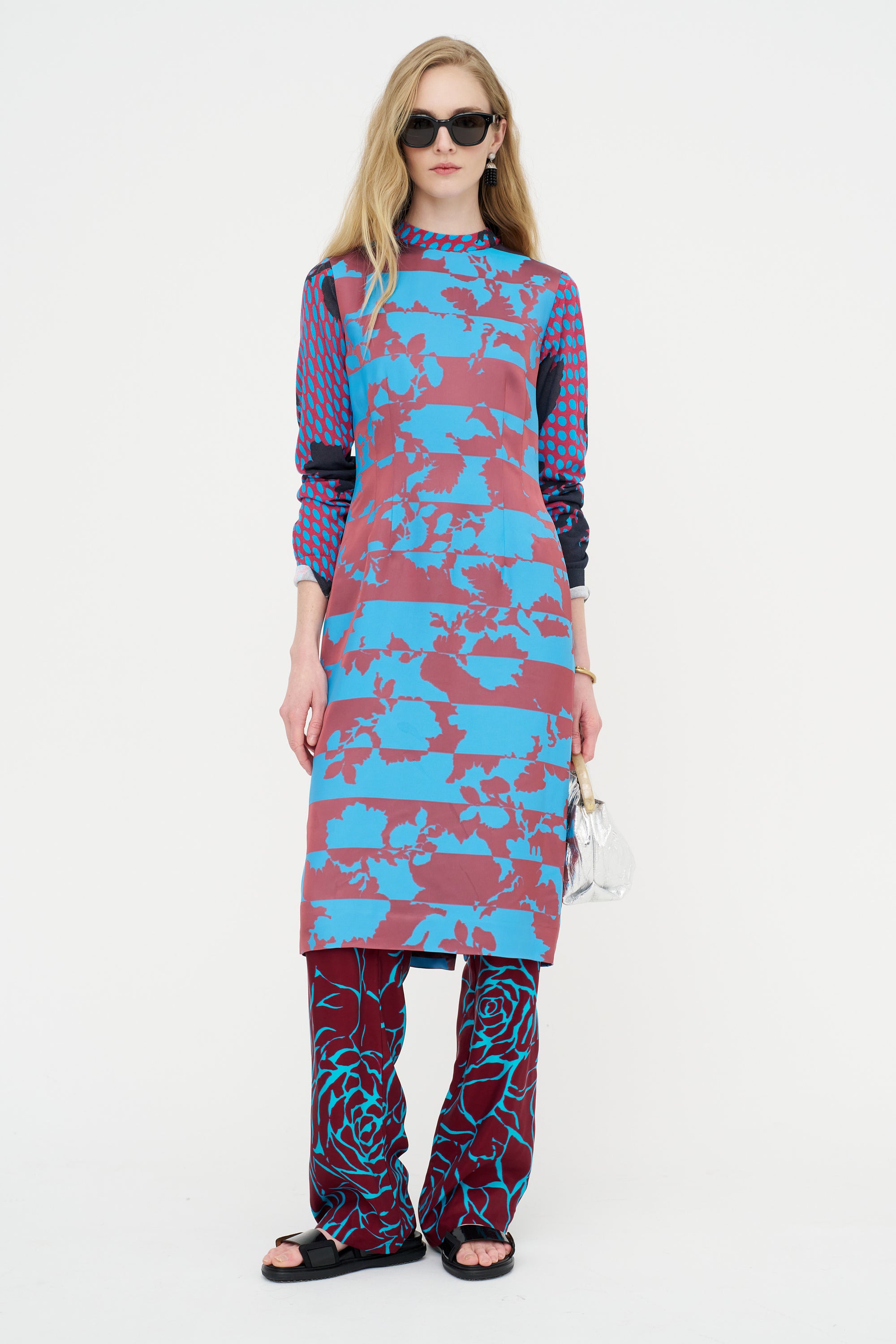 Printed Sheath Dress, Blue
