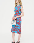 Printed Sheath Dress, Blue