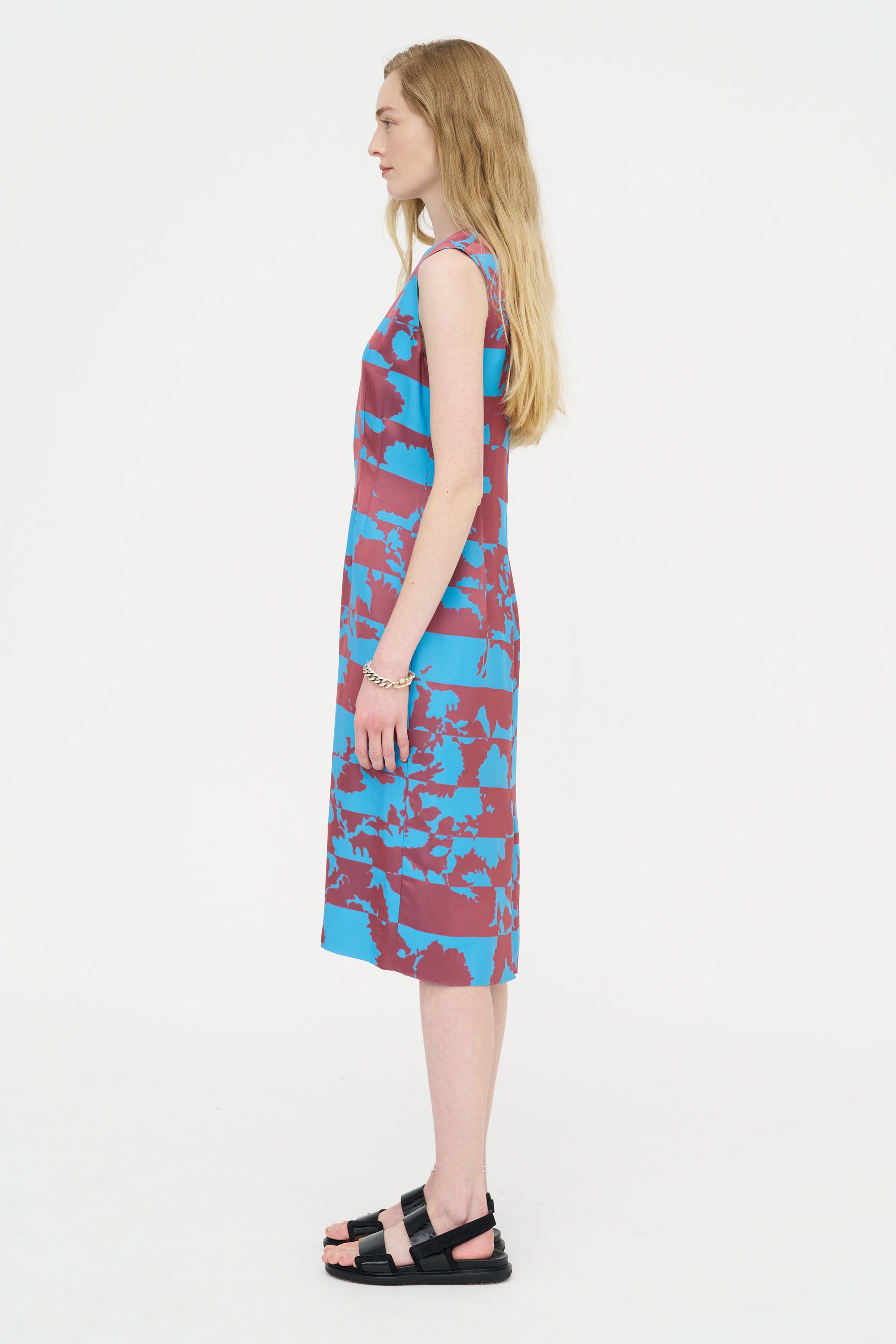 Printed Sheath Dress, Blue