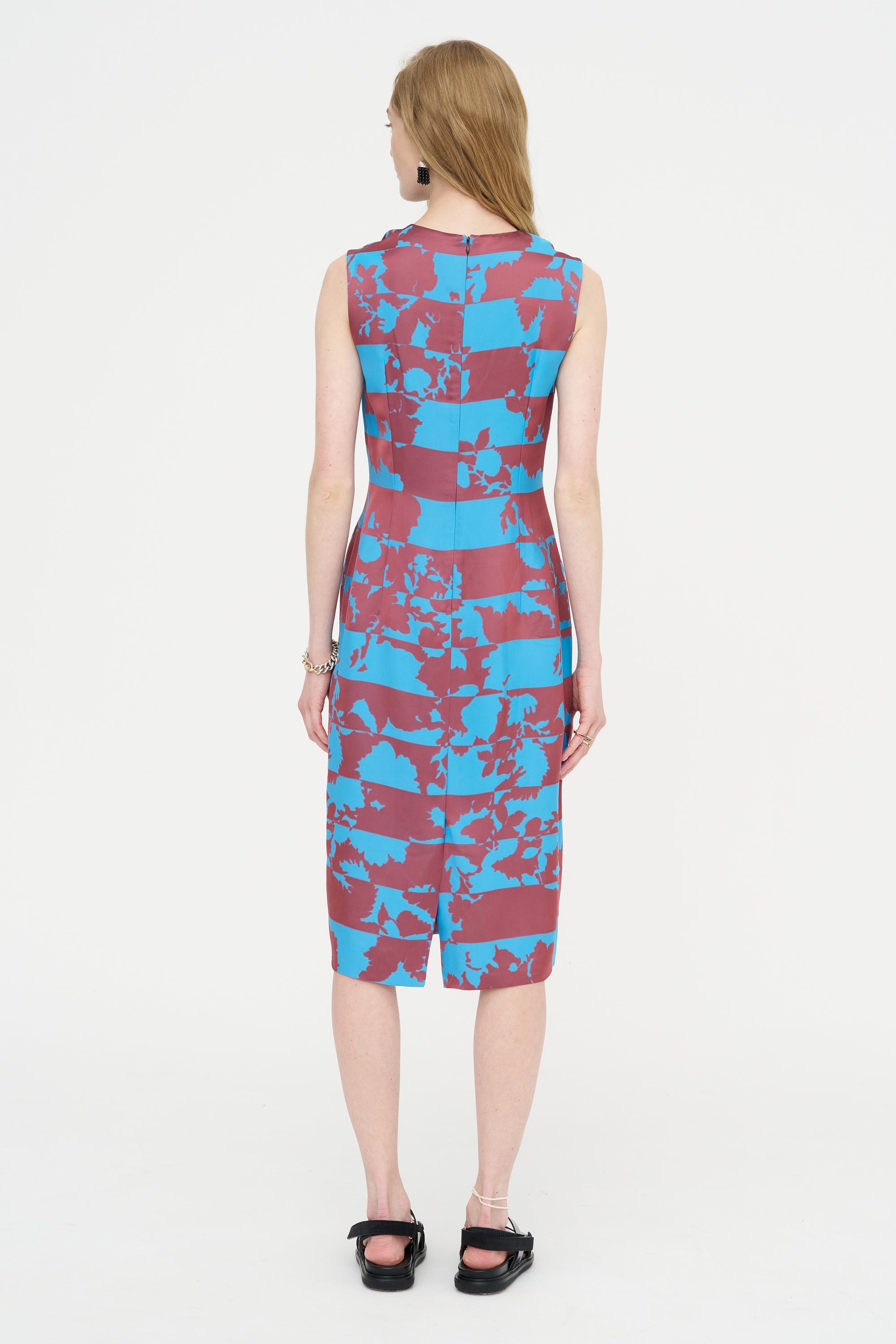 Printed Sheath Dress, Blue