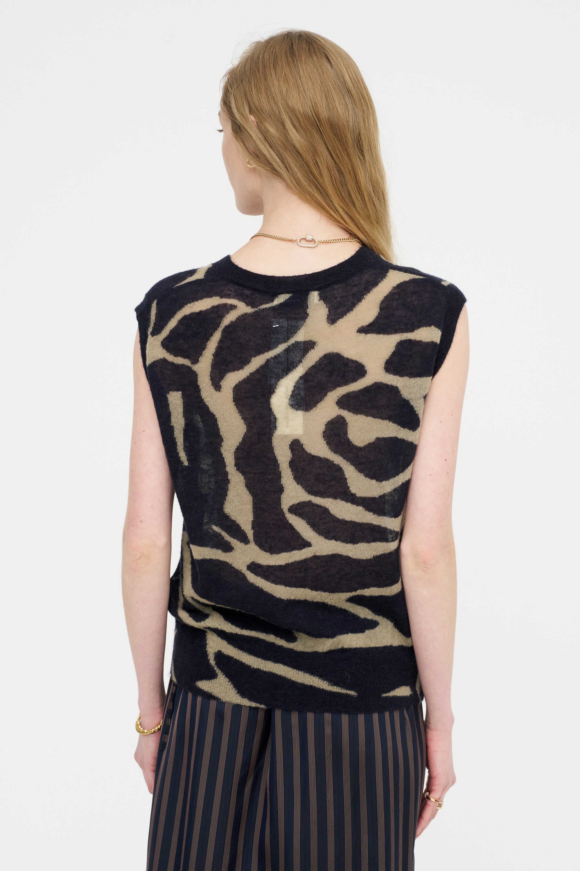 Printed Sweater Vest, Navy