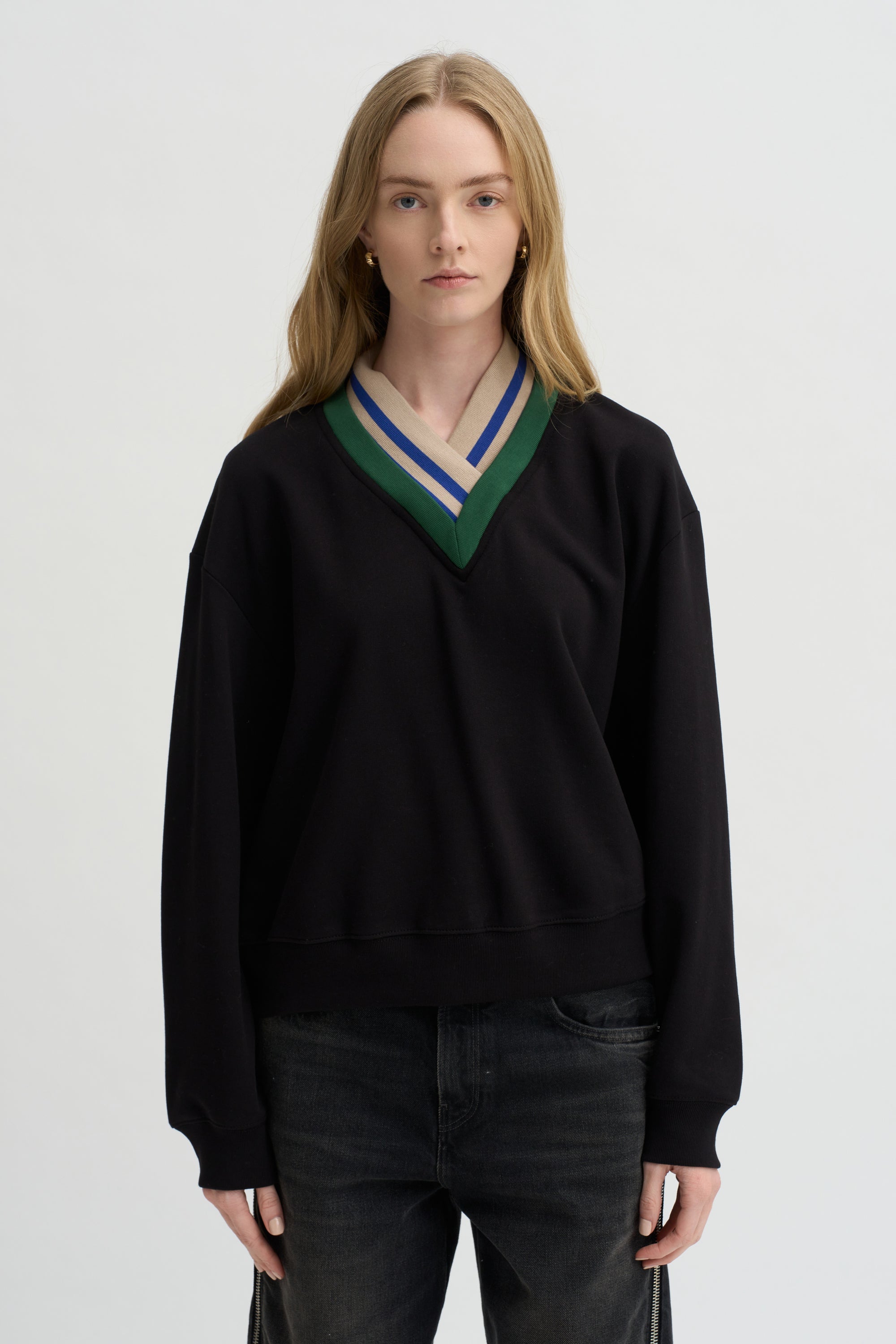 Layered V-Neck Sweatshirt