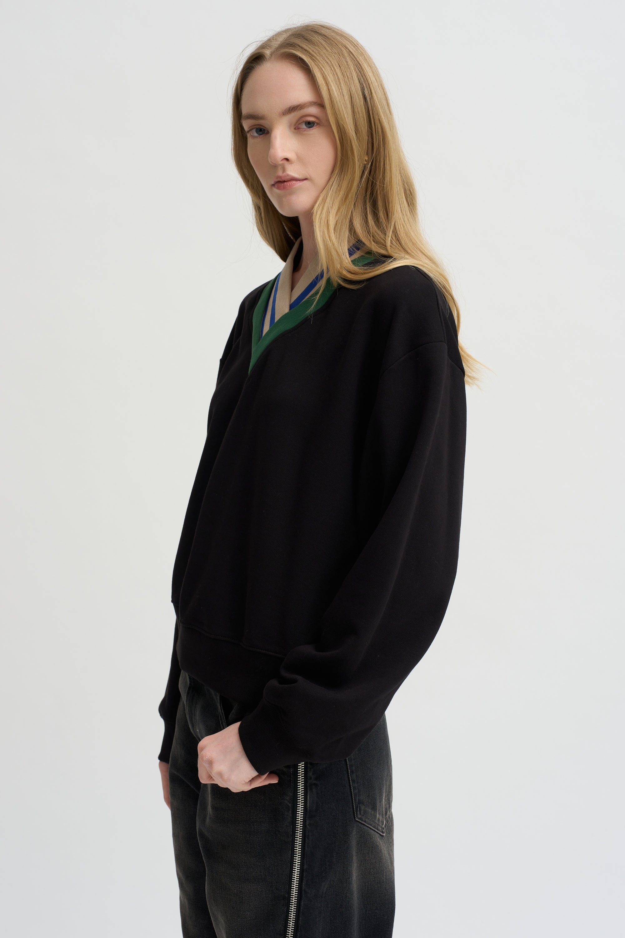 Layered V-Neck Sweatshirt