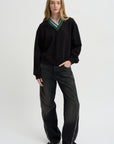 Layered V-Neck Sweatshirt