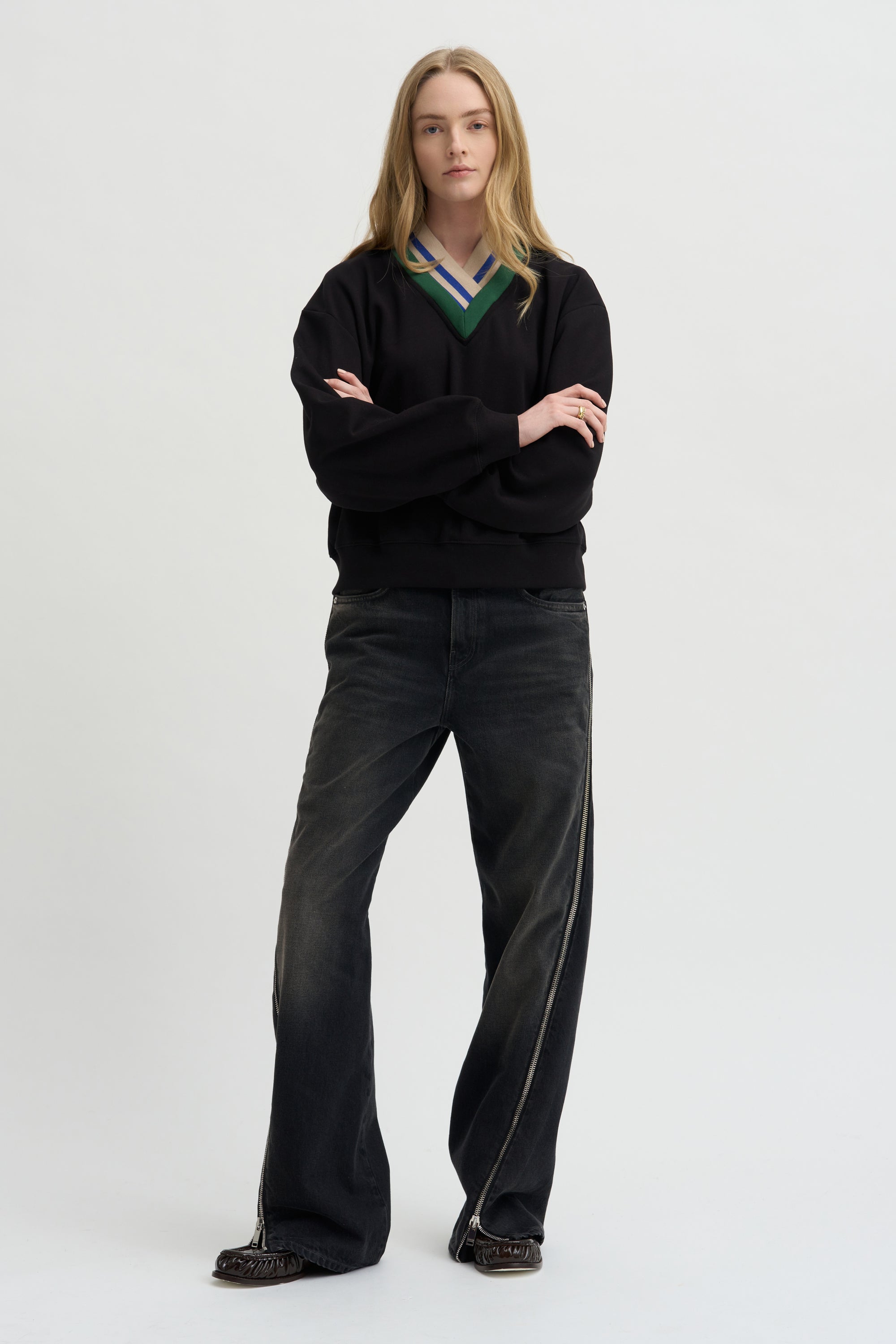 Layered V-Neck Sweatshirt