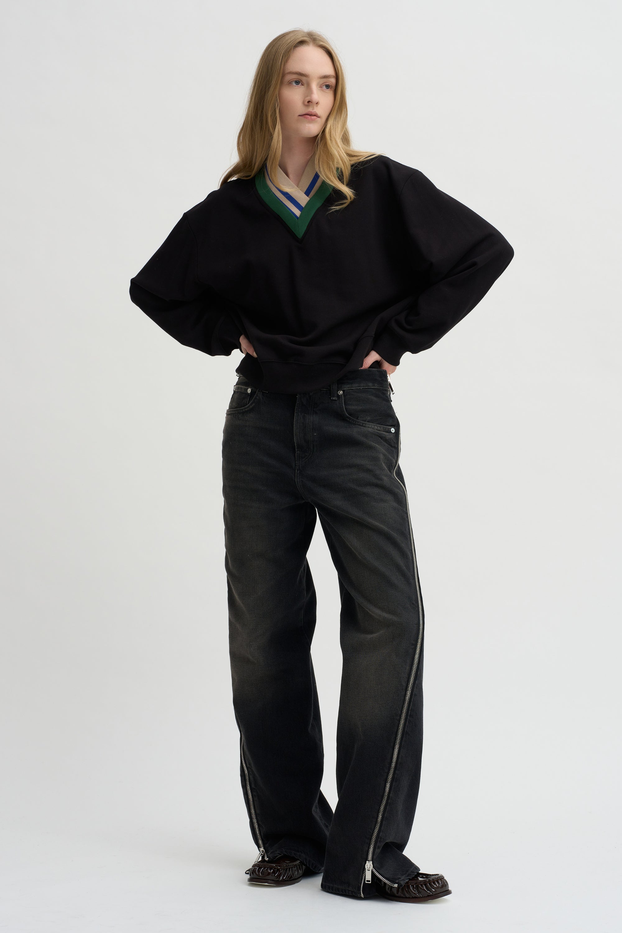 Layered V-Neck Sweatshirt