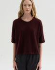 Crewneck Short Sleeve Knit Top, Bakelite