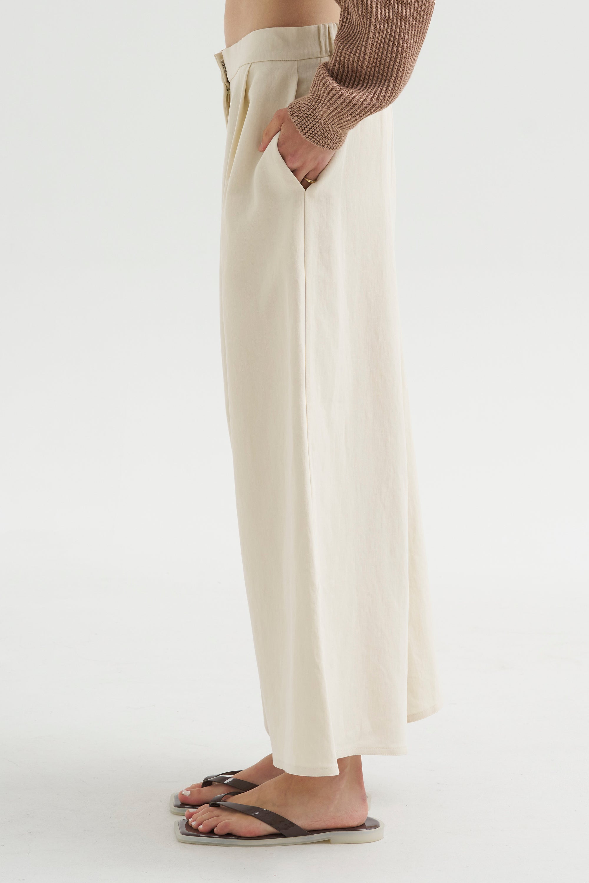 Full Pants Short Satin Twist, Ivory