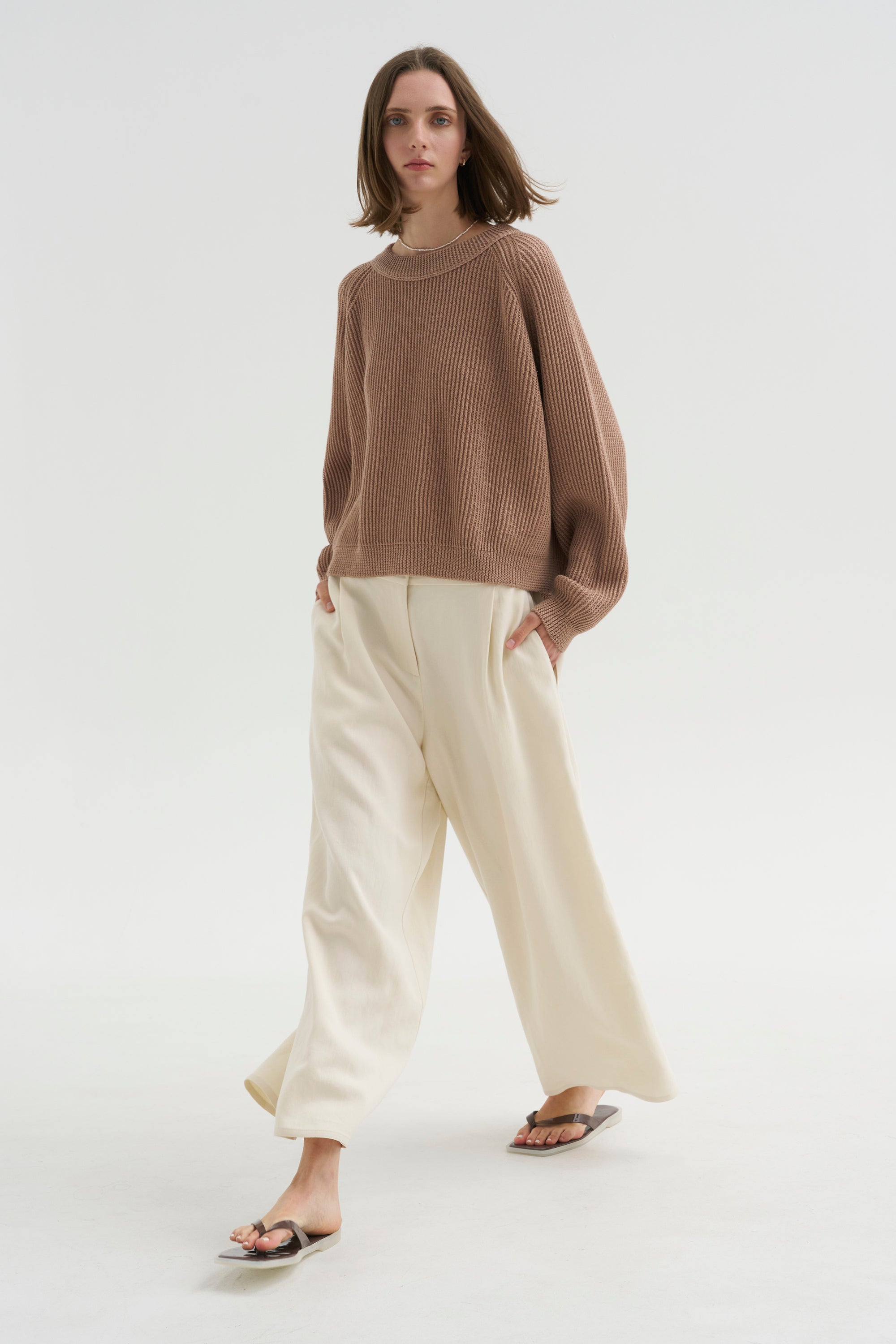 Full Pants Short Satin Twist, Ivory