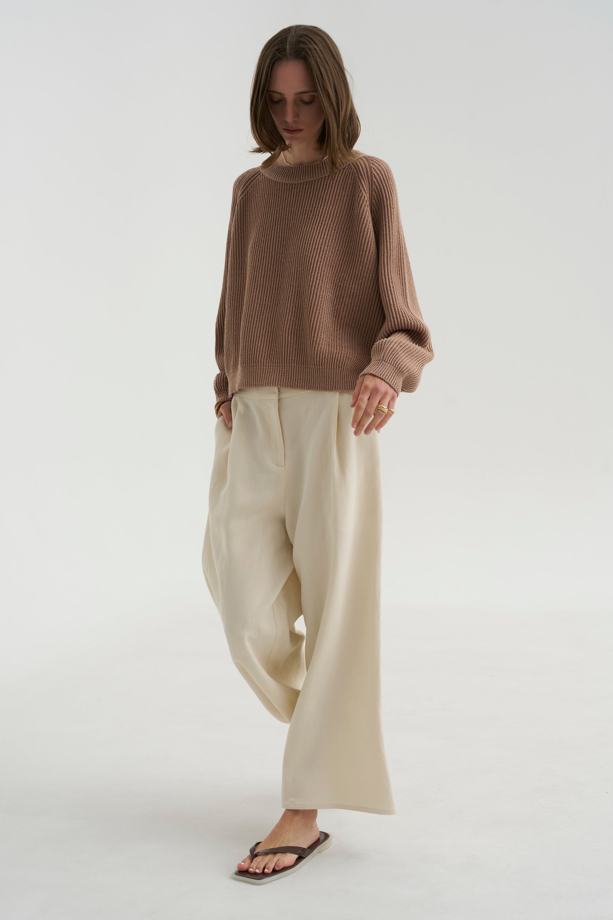 Full Pants Short Satin Twist, Ivory