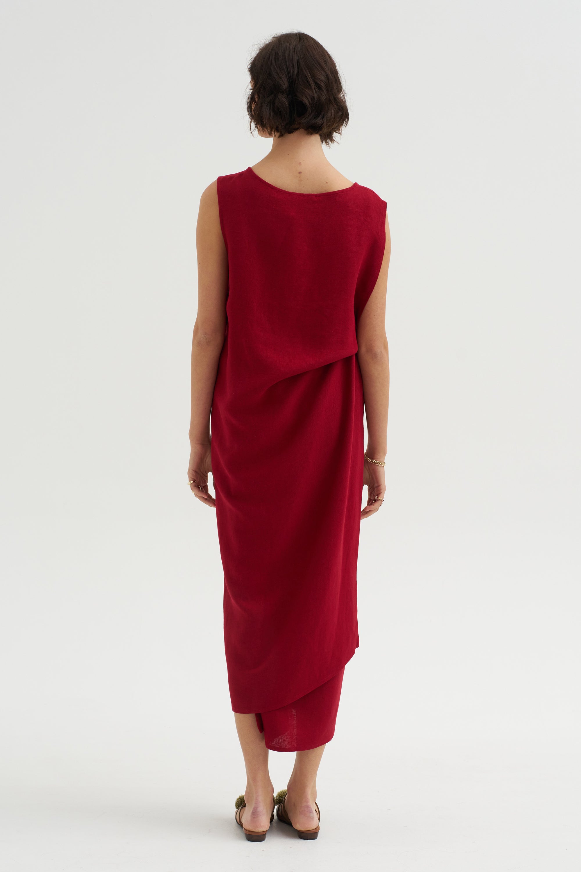 Long Drape Back Dress, Rosso