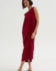 Long Drape Back Dress, Rosso