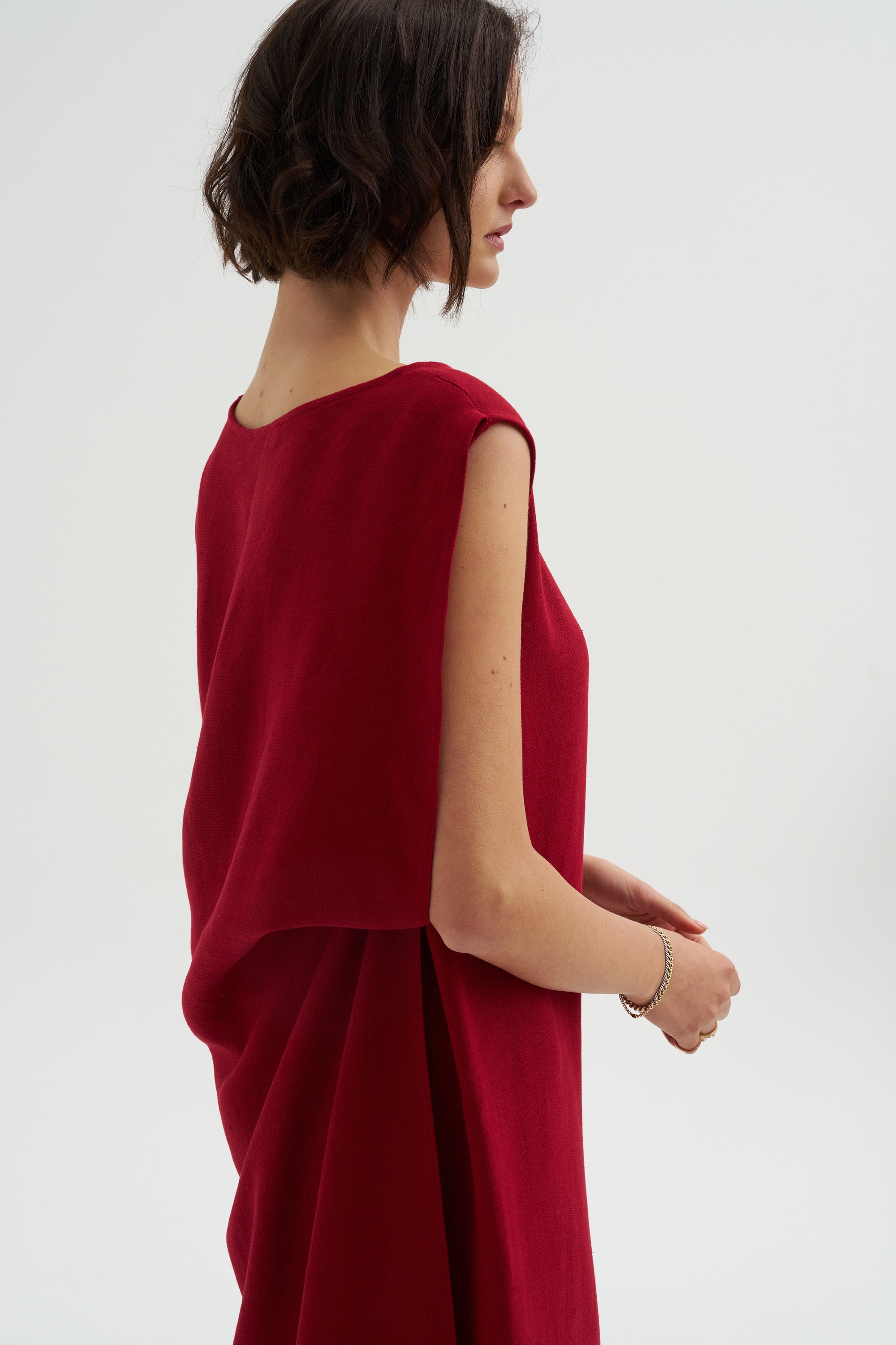 Long Drape Back Dress, Rosso XS