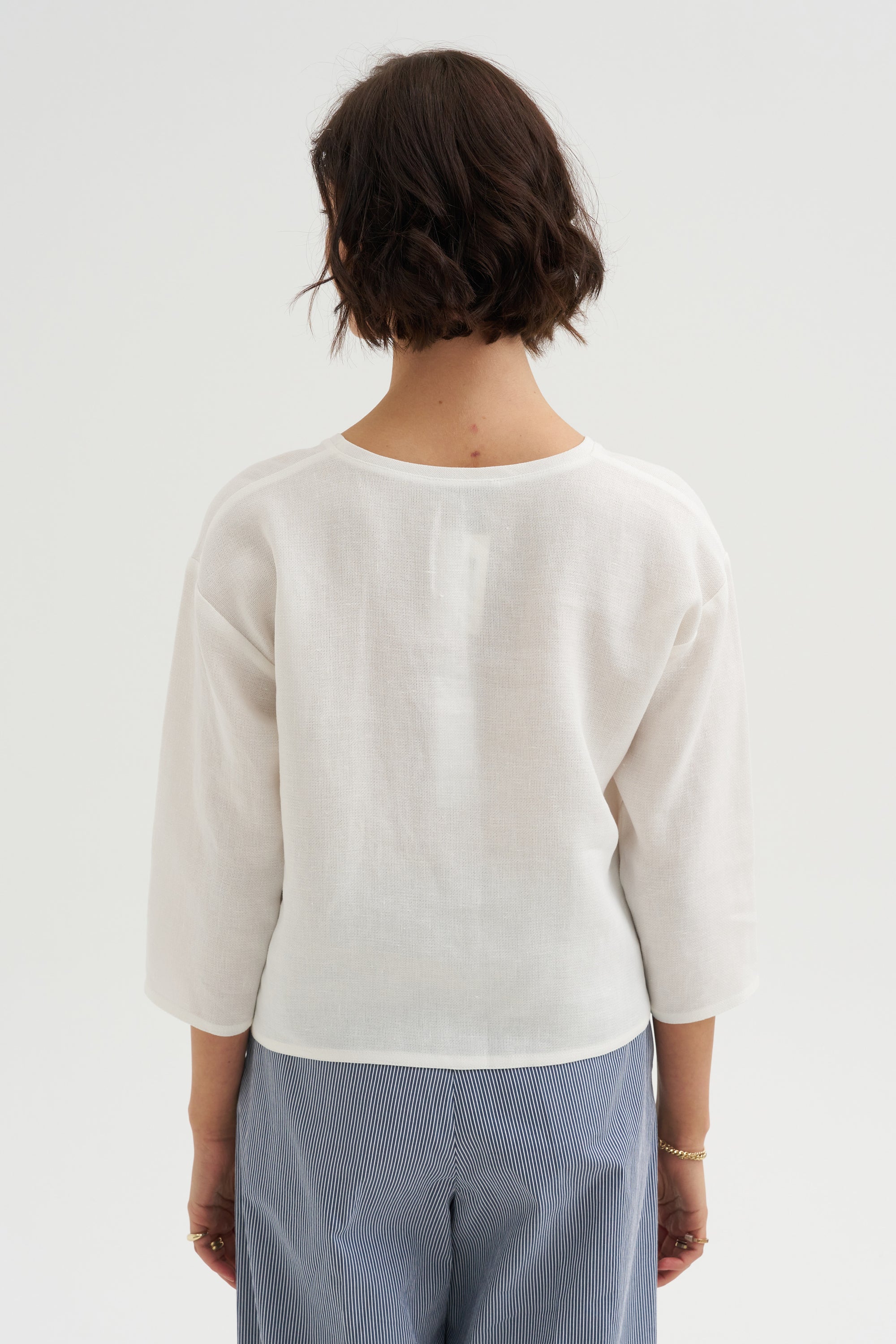 Crepe Suit T-shirt with Pocket, White