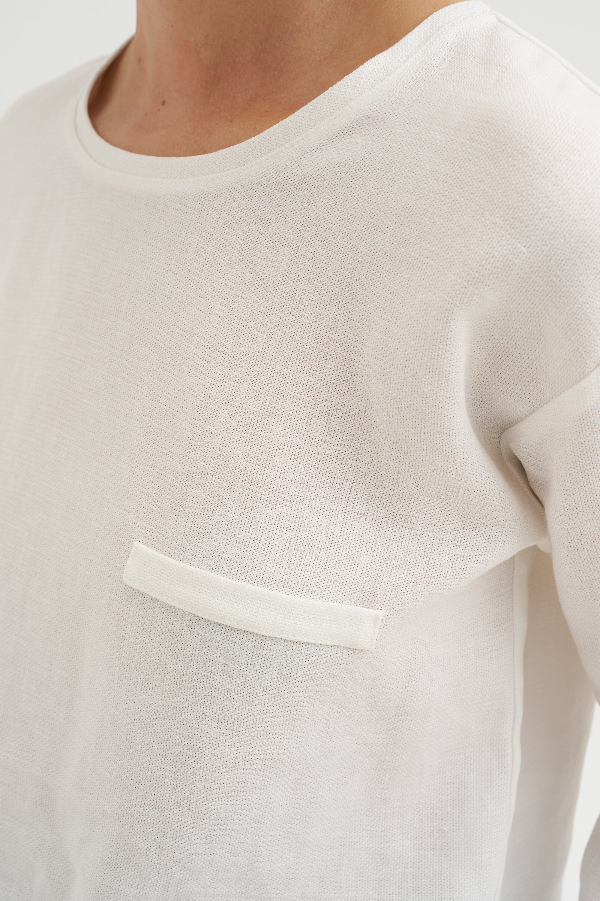 Crepe Suit T-shirt with Pocket, White